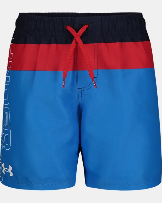 Little Boys' UA Triblock Logo Swim Volley Shorts, Blue, pdpMainDesktop image number 0